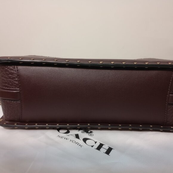 Coach Dreamer Shoulder Leather and Suede Bag With Rivets Oxblood - Picture 6 of 12